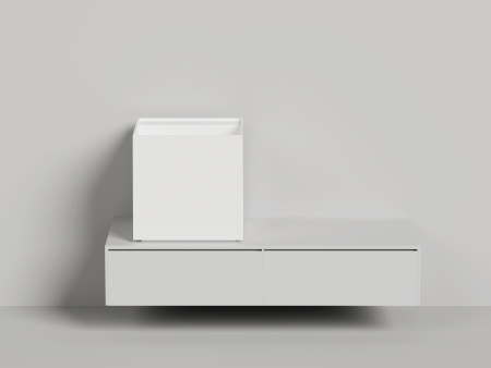 Раковина из литьевого мрамора Salini ARMONIA 130513TG 45х45 накладная цвет белый без отверстий под смеситель